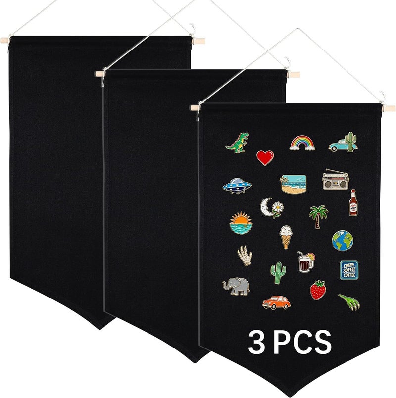 OKBA 3 PCS Canvas Banners Wall Hanging Brooch Jewelry Storage Case Stand Enamel Pin Display, Sublimation blank Banner,Holder Earrings Necklace Pin Collection Organizer - Image 1